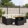 Image de vidaXL Salon de jardin 7 pcs avec coussins noir résine tressée
