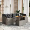 Image de vidaXL Salon de jardin avec coussins 7 pcs gris résine tressée