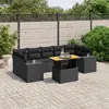 Image de vidaXL Salon de jardin 8 pcs avec coussins noir résine tressée