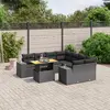 Image de vidaXL Salon de jardin 9 pcs avec coussins noir résine tressée