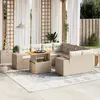 Image de vidaXL Salon de jardin avec coussins 9 pcs beige résine tressée