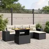 Image de vidaXL Salon de jardin 6 pcs avec coussins noir résine tressée
