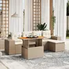 Image de vidaXL Salon de jardin avec coussins 6 pcs beige résine tressée