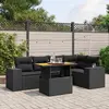 Image de vidaXL Salon de jardin 6 pcs avec coussins noir résine tressée