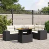 Image de vidaXL Salon de jardin 6 pcs avec coussins noir résine tressée