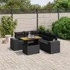 Image de vidaXL Salon de jardin 6 pcs avec coussins noir résine tressée