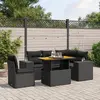 Image de vidaXL Salon de jardin 6 pcs avec coussins noir résine tressée