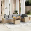 Image de vidaXL Salon de jardin avec coussins 7 pcs beige résine tressée