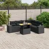 Image de vidaXL Salon de jardin 7 pcs avec coussins noir résine tressée