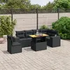 Image de vidaXL Salon de jardin 7 pcs avec coussins noir résine tressée
