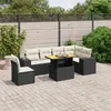 Image de vidaXL Salon de jardin 7 pcs avec coussins noir résine tressée