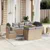 Image de vidaXL Salon de jardin avec coussins 9 pcs beige résine tressée