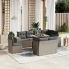 Image de vidaXL Salon de jardin 9 pcs avec coussins gris résine tressée
