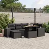 Image de vidaXL Salon de jardin 7 pcs avec coussins noir résine tressée