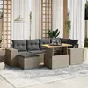 Image de vidaXL Salon de jardin avec coussins 7 pcs gris résine tressée