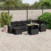 Image de vidaXL Salon de jardin 8 pcs avec coussins noir résine tressée