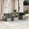Image de vidaXL Salon de jardin 8 pcs avec coussins gris résine tressée