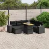 Image de vidaXL Salon de jardin 8 pcs avec coussins noir résine tressée