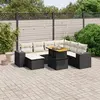 Image de vidaXL Salon de jardin 8 pcs avec coussins noir résine tressée