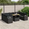 Image de vidaXL Salon de jardin 10 pcs avec coussins noir résine tressée