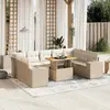 Image de vidaXL Salon de jardin avec coussins 10 pcs beige résine tressée