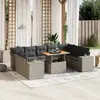 Image de vidaXL Salon de jardin avec coussins 10 pcs gris résine tressée
