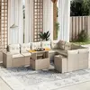 Image de vidaXL Salon de jardin avec coussins 10 pcs beige résine tressée