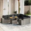 Image de vidaXL Salon de jardin avec coussins 10 pcs gris résine tressée
