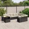 Image de vidaXL Salon de jardin 10 pcs avec coussins noir résine tressée