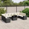 Image de vidaXL Salon de jardin 11 pcs avec coussins noir résine tressée