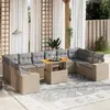 Image de vidaXL Salon de jardin 11 pcs avec coussins beige résine tressée