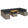 Image de vidaXL Salon de jardin 11 pcs avec coussins gris résine tressée
