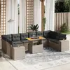 Image de vidaXL Salon de jardin 11 pcs avec coussins gris résine tressée