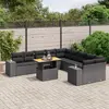 Image de vidaXL Salon de jardin 11 pcs avec coussins noir résine tressée