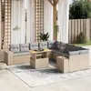 Image de vidaXL Salon de jardin 11 pcs avec coussins beige résine tressée