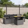 Image de vidaXL Salon de jardin 5 pcs avec coussins noir résine tressée