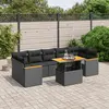 Image de vidaXL Salon de jardin 8 pcs avec coussins noir résine tressée