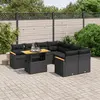 Image de vidaXL Salon de jardin 9 pcs avec coussins noir résine tressée