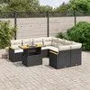 Image de vidaXL Salon de jardin 9 pcs avec coussins noir résine tressée
