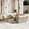 Image de vidaXL Salon de jardin avec coussins 9 pcs beige résine tressée
