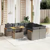 Image de vidaXL Salon de jardin 9 pcs avec coussins gris résine tressée