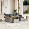 Image de vidaXL Salon de jardin 6 pcs avec coussins gris résine tressée