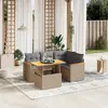 Image de vidaXL Salon de jardin avec coussins 5 pcs beige résine tressée