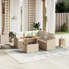 Image de vidaXL Salon de jardin avec coussins 6 pcs beige résine tressée