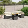 Image de vidaXL Salon de jardin 7 pcs avec coussins noir résine tressée