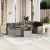 Image de vidaXL Salon de jardin avec coussins 7 pcs gris résine tressée