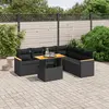 Image de vidaXL Salon de jardin 7 pcs avec coussins noir résine tressée