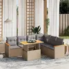 Image de vidaXL Salon de jardin avec coussins 7 pcs beige résine tressée