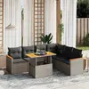 Image de vidaXL Salon de jardin avec coussins 7 pcs gris résine tressée