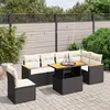 Image de vidaXL Salon de jardin 7 pcs avec coussins noir résine tressée
